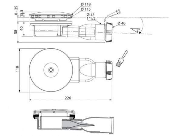Slimline  90 Hi-Flow Shower Waste - Extra Low Profile - Image 2
