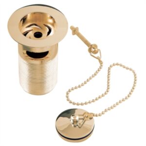 Gold Plated Basin Waste, Plug And Chain Set