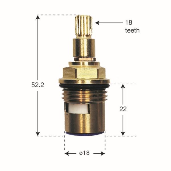 1/2" BSP Quarter Turn Tap Valves - Split 18 teeth Spline - Image 2