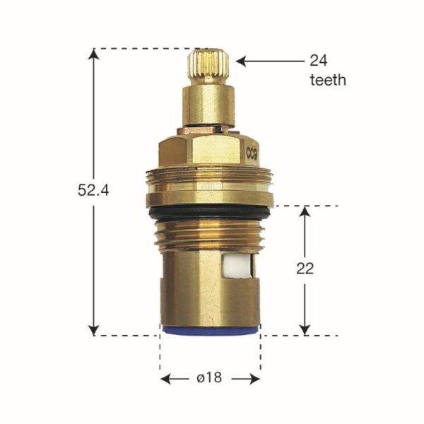 52.5mm Tall Quarter Turn 1/2" BSP Valves  (Pair) - 24 Teeth - Image 2