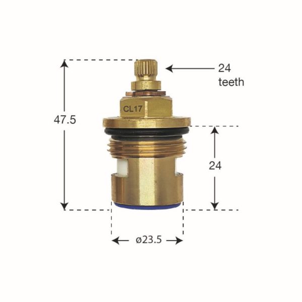 47mm Tall Quarter Turn 3/4" BSP Valves  (Pair) - 24 Teeth - Image 2