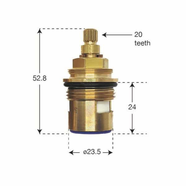 53mm Tall Quarter Turn 3/4" BSP Valves  (Pair) - 20 Teeth - Image 2