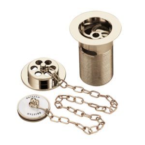 Gold with Porcelain Finish Bath Waste, Plug And Chain Set