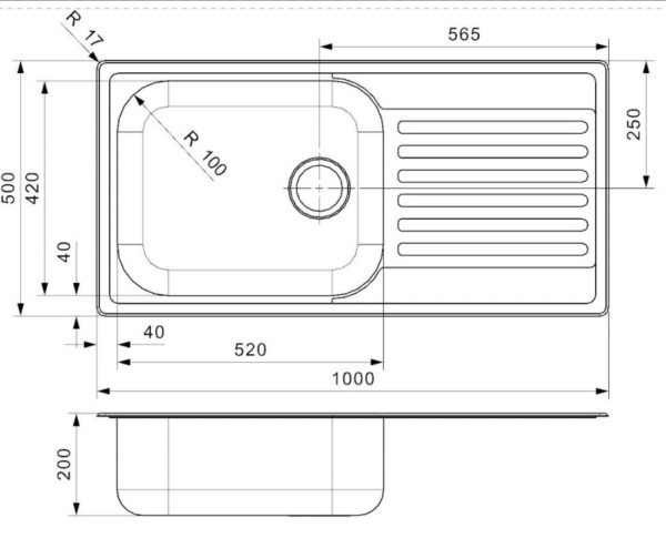 Reginox Extra Deep Bowl Kitchen Sink & Drainer - 1000 x 500 - Image 2