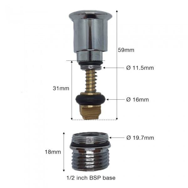 Replacement Two Part Bath Shower Mixer Diverter - Image 2