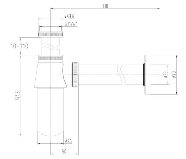 Traditional Chrome Bottle Trap -1.25" BSP - Image 2