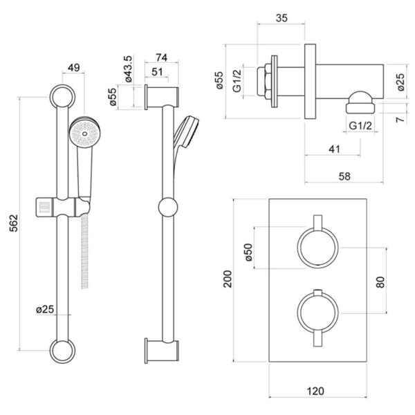 Trisen Acksor Concealed Thermostatic Shower Set - Image 2