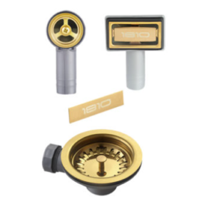 Luxury  Basket Strainer Waste With Overflow Kit - Gold Finish