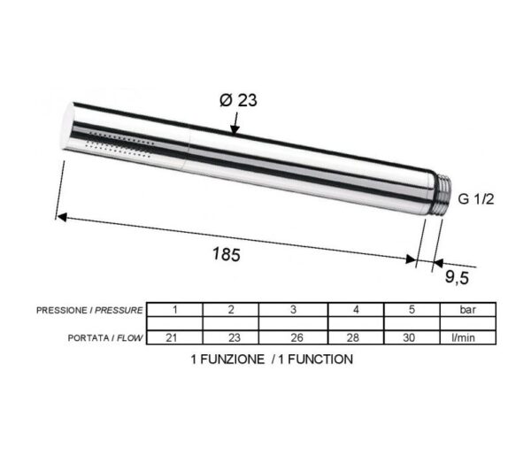 Chrome Pencil Shower Handset - Image 3